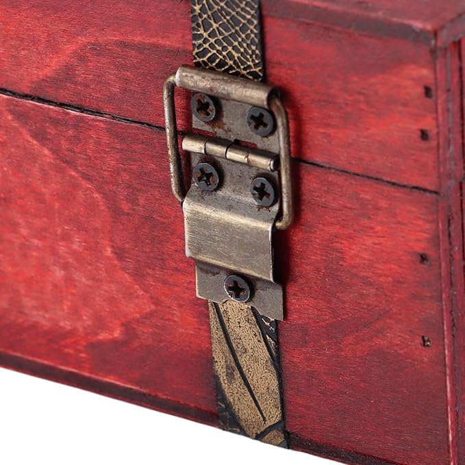 Vintage Wooden Jewelry Box with Lock Retro Desktop Storage Organizer for Cosmetics Letters Keepsakes