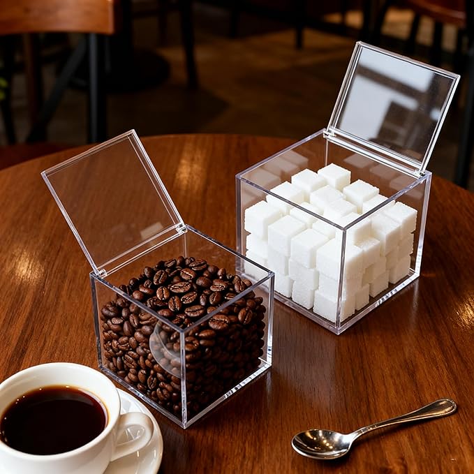 KissYou Acrylic Hinged Lid Box Plastic Display Box with Lid Small Multipurpose Storage Box for Keepsakes, Jewelry,Candy Acrylic Square Cube