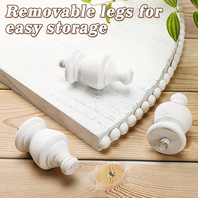 Amyhill Wood Corner Counter Shelf Corner Riser for Kitchen Counter White Wash Rustic Bathroom Countertop Organizer Decorative Tray Riser Pedestal Stand with Removable Feet for Kitchen Bar, 11.81 Inch