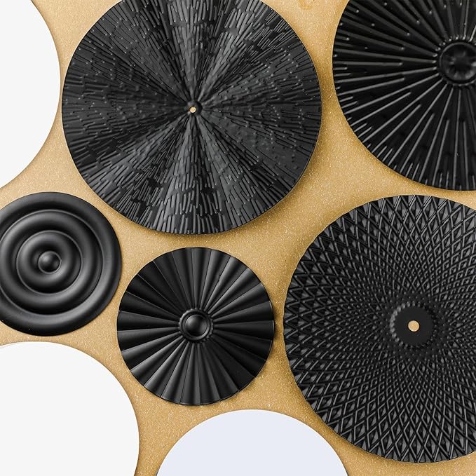 Blulu 9 Pcs Black Mirror Wall Decor Metal Round Home Art Decor Decorative Modern Circle Mirror Wall Art Sculpture Hanging Decorations for Home Living Room Office