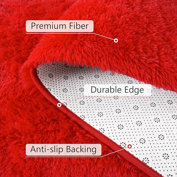 BENRON Soft Runner Rugs for Bedroom 2x8, Washable Long Runners for Hallway Entryway Kitchen Dorm, Fluffy Throw Rug for Kids Girls Room Decor Photo Prop, Red
