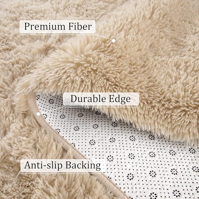 BENRON Soft Runner Rugs for Bedroom 2x8, Washable Long Runners for Hallway Entryway Kitchen Dorm, Fluffy Throw Rug for Kids Girls Room Decor Photo Prop, Light Tan
