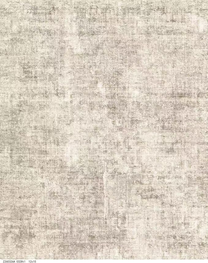 12x15 Area Rug for Living Room – Large Modern Neutral Abstract Thin Washable Carpet, Soft Low Pile Non-Slip Stain-Resistant for Bedroom Dining Room Home Office (Warm Beige)