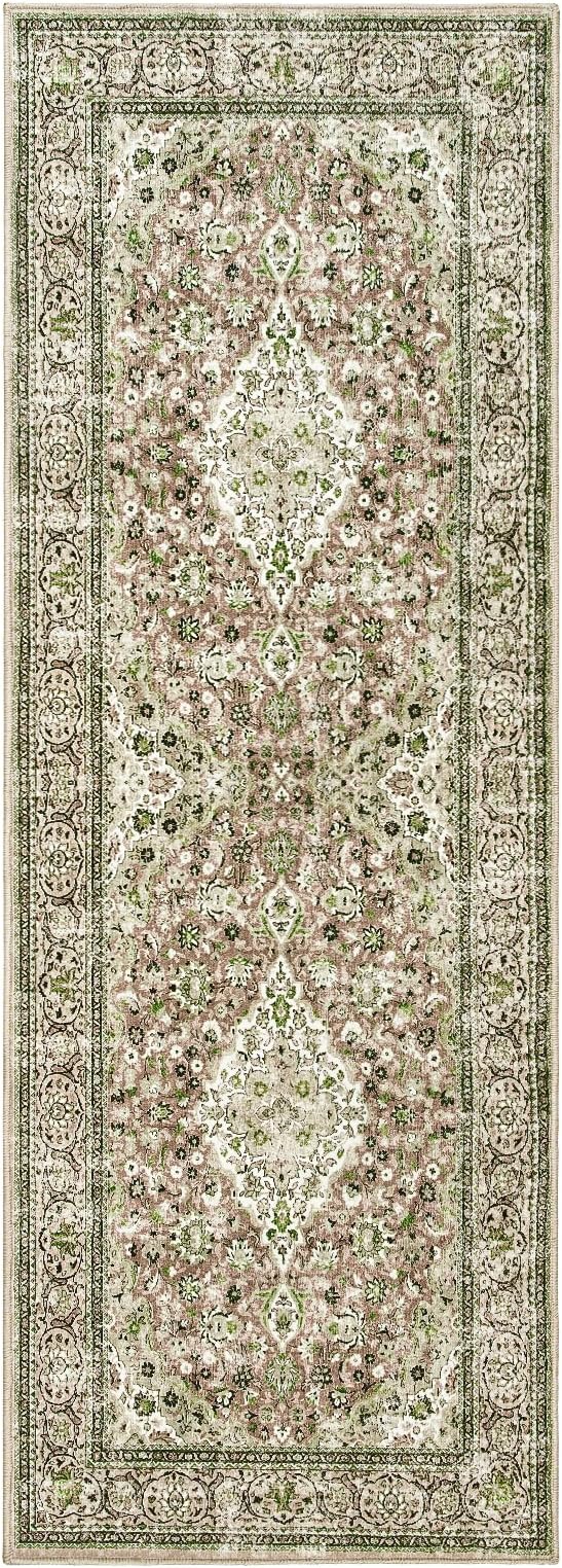 Goideal Washable Runner Rug 2x6, Sage Green Rugs Non Slip, Indoor Low Pile Carpet with Rubber Backing for Hallway Kitchen Bathroom Entryway Bedroom