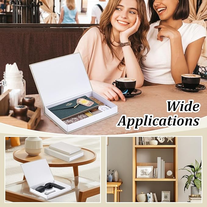 Beautiful Decorative Books Set of 3 Modern Linen Decorative Faux Book Boxes Bookshelf or Mantel Decor Photo Storage Keepsake Box Faux Book Decor for Coffee Table Bookshelf Entryway Tables