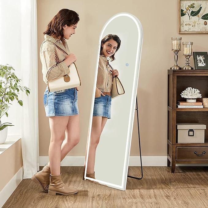 NEWBULIG Full Length Mirror, Full Body Floor Mirror with Aluminum Alloy Thin Frame, Wall or Standing Mirror for Bedroom, Living Room, Dressing Room
