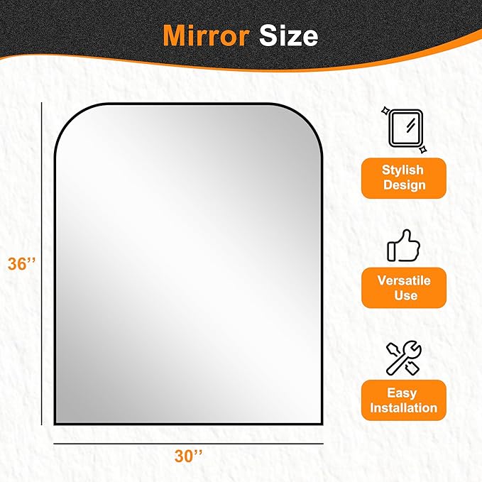 Delma Bathroom Vanity Mirror,36" x 30" Black Metal Framed Wall Mirror for Over Sink, Living Room, Bedroom,Entryway Decor