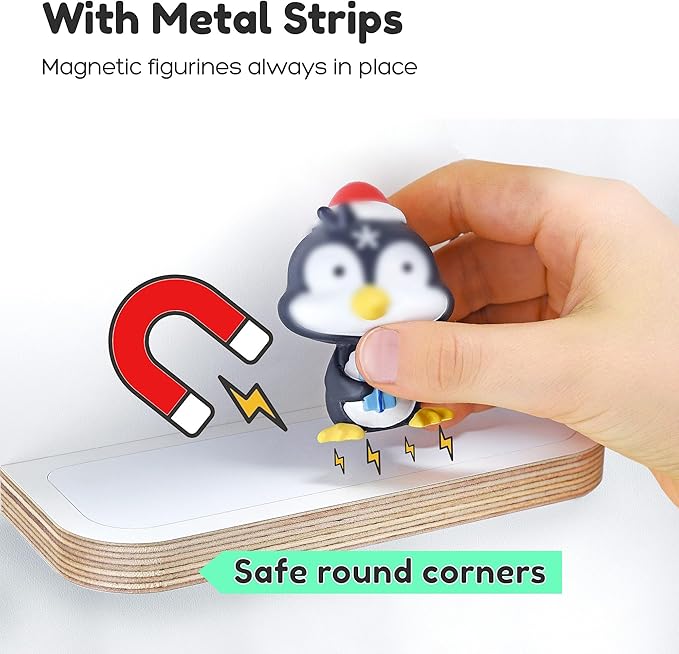 stadtecken Wooden Shelf for Music Box I Suitable for The Toniebox and ca. 50 Tonies I Perfect Storage in The Children's Room I for Setting up or Hanging (Large, Night Owls)