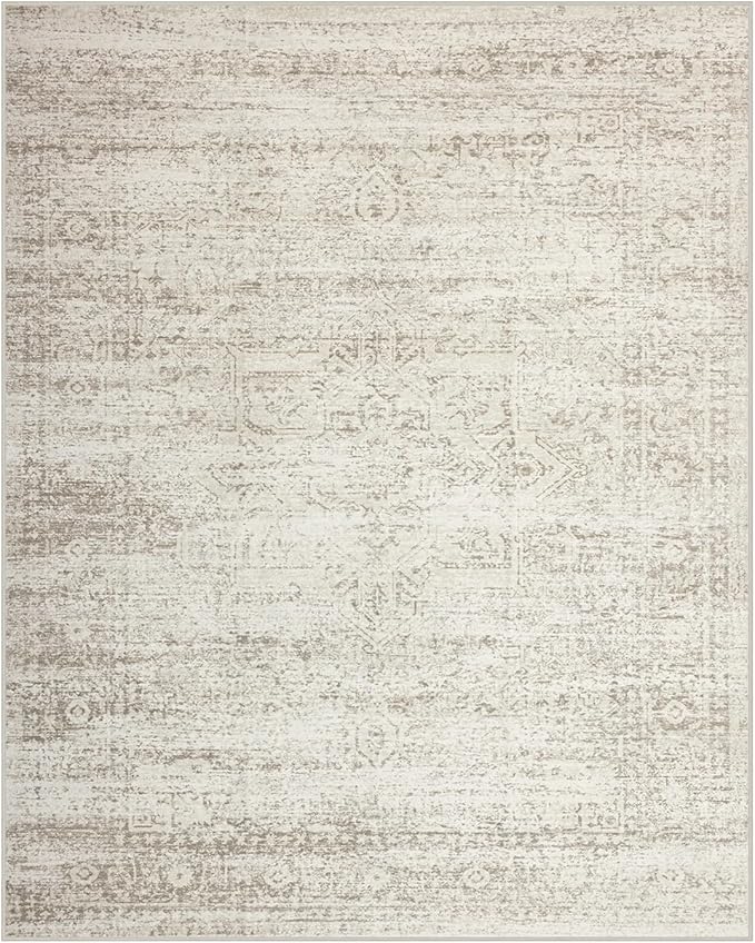 Srugn Double Layers 8x10 Area Rugs for Living Room- Upgraded Removable(Upper Layer+Lower Layer) Washable Area Rugs for Bedroom,Dining Room- Large Vintage Carpets with Cushioned Pad for Home Office