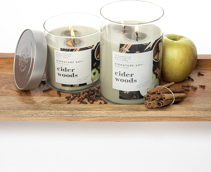 Signature Soy Lidded Cider Woods Scented Candle (Pack of 3)