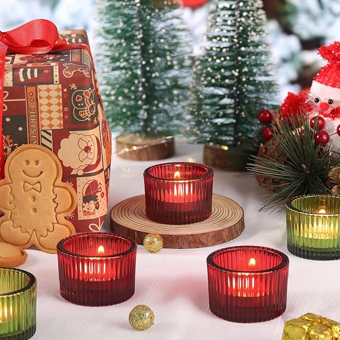 HAVITI 24 Pack Tealight Candle Holders, Multicolor Votive Tea Light Candle Holder Glass for Gold Centerpieces Fall Wedding Table Decor Home Decor