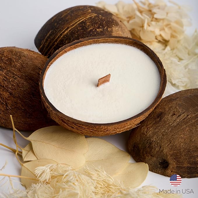 – Scented Candles Clearance | Coconut Shell Soy Wax Candle with Wooden Wick | Candles for Home Décor | Gift Idea for Women (4, Cashmere/Pistachio/Coffee/Salted Caramel)