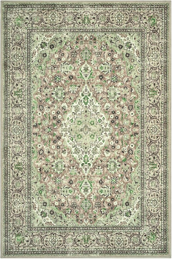 Goideal Washable Entry Rug 2x3, Sage Green Small Area Rugs Non Slip, Indoor Low Pile Carpet with Rubber Backing for Bathroom Kitchen Entryway Office