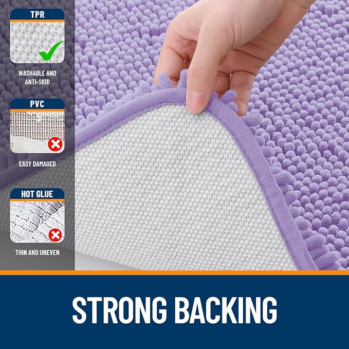 OLANLY Large Bathroom Rugs 44x32, Extra Soft Absorbent Chenille Bath Rugs, Rubber Backing Quick Dry, Machine Washable Bath Mats for Bathroom Floor, Tub and Shower, Home Decor Accessories, Lavender