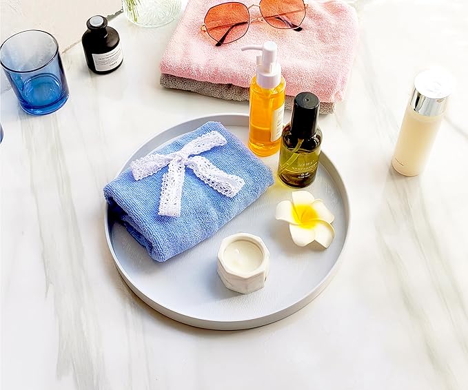 Round White Serving Tray (11 Inch) - Sturdy White Plastic Bathroom & Kitchen Decor Tray - Farmhouse Decor, Vanity Tray, Coffee Table Tray, Countertop Organizer