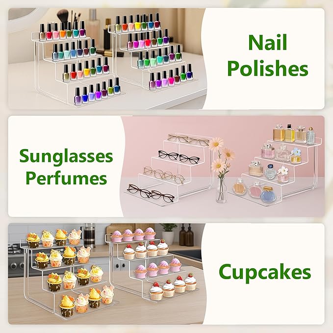 AMT Acrylic Riser Display Shelf, Display Riser Compatible with Figures, Perfume Organizers, Funko, Tiered Display Stand Risers for Display, Acrylic Display for Decoration and Organizer
