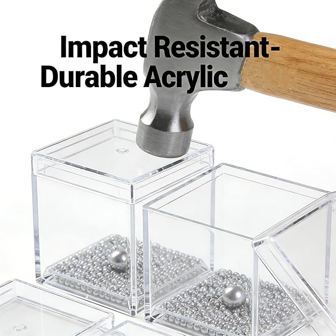 KissYou Small Acrylic Box Clear Candy Boxes with Lid Acrylic Square Cube 4 Pieces Display Case Transparent Jewelry Storage Box Party Decorative Boxes