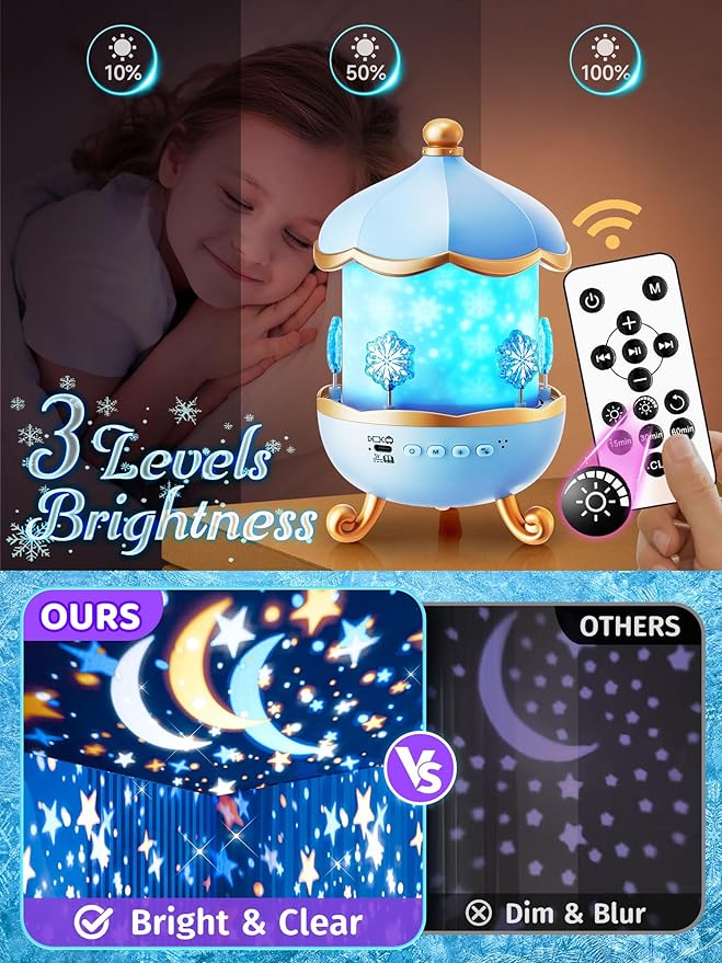 Frozen Toys, 15 Music+16 Films+315 Colors Night Light for Kids, 360°+Remote+Cordless Star Projector for Kids Night Light Projector, Princess Toys for Girls Room Decor, Princess Gifts Frozen Gifts