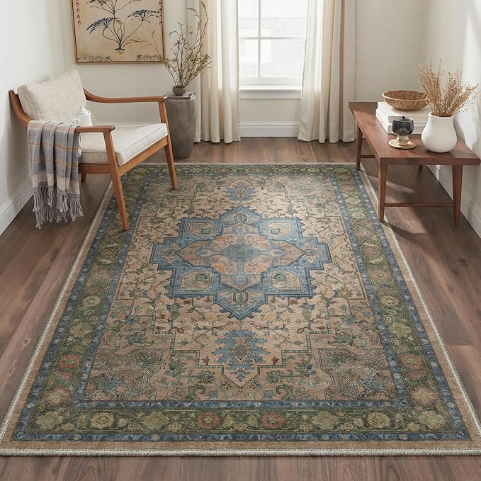 GENIMO Area Rug 2x3 Doormat, Machine Washable Low Pile Rugs, Small Retro Chenille Entryway Mat for Entrance, Hallway, Kitchen and Corridor, Dusty Sage