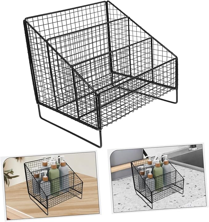 Metal Wire Tea Bag Holder Organizer Rack Compartments for Tea Bags Capsules Makeup Storage Stylish Design for Kitchen Cosmetic Organization