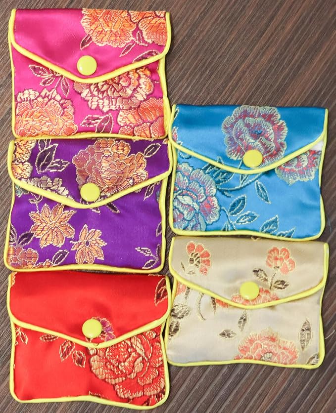 OceeK Travel Jewelry Case,Jewelry Silk Purse Pouch Gift Case, for Women Teen Girl Gifts,Color,12 Pack,Small