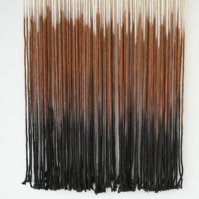 Macrame Wall Hanging Brown Boho Hand Woven Tassel Yarn Tapestry Wall Art for Living Room Bedroom Fiber Art 15''W*39''L