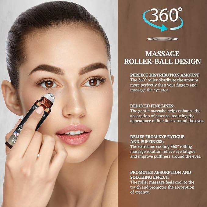 Organic Castor Oil and Frankincense Roll On – 100% Pure Hexane Free Eye Oil for Under Eye, Reduces Wrinkles, Dark Circles & Puffiness, Frankincense Essential Oil for Face Roller by Fiora Naturals