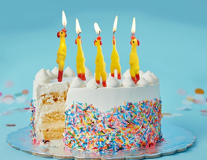 Streamline Imagined Decorative Birthday Candles - Rubber Chicken (5 Candle Pack)