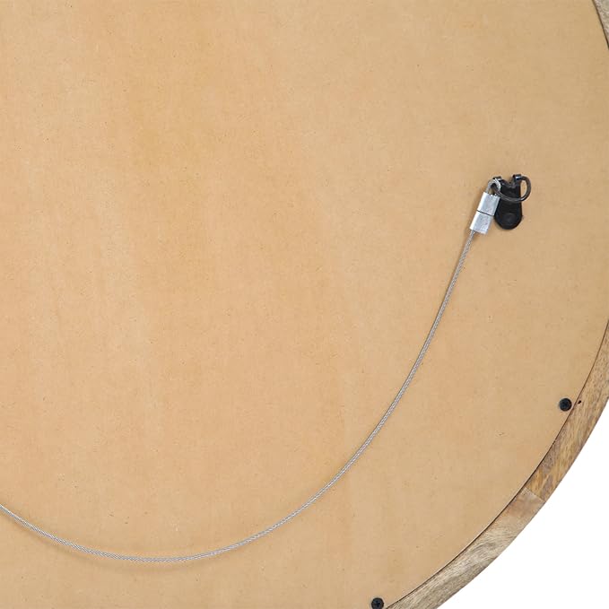 Christopher Knight Home Solis 23.50" H Round Wall Mirror, Mango Wood Wall Mirror, Tempered Glass with Natural Mango Wood Frame, Rustic Style for Living Room Hallway Home, No Assembly Needed, Natural