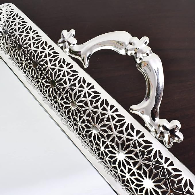 Decorative Glass Mirrored Tray Home Decor Vanity Tray for Dresser Make Up Jewelry Organizer Gold Perfume Tray Rectangle