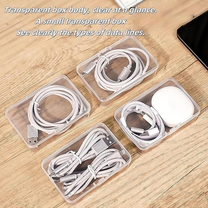 2 Pcs 11 Box Cable Organizer Storage Box, Desktop Cable Management with Switch, Power Cord Organizer for Office,Home,Desk Accessories Storage Stationery Supplies and Accessories(Clear)