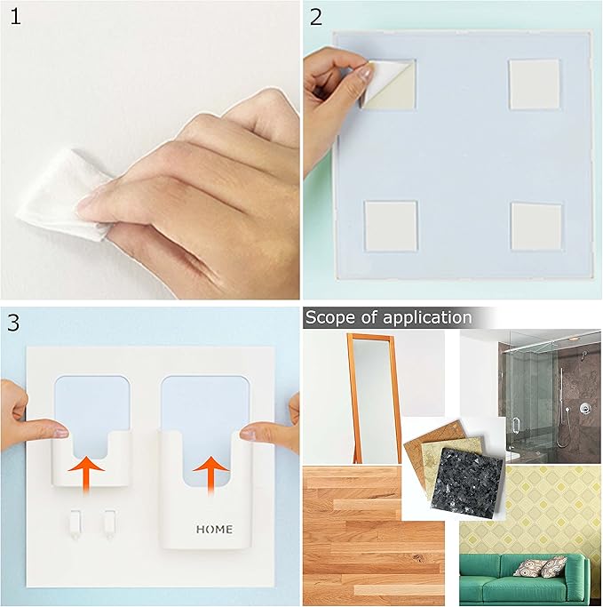 Easy Eco Life Bedside Shelf Accessories Organizer- Wall Mount Self Stick On,Ideal for Glasses,Remote,Earphone, Cell Phone Charger,Manicure Kit