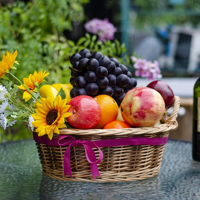Rurality Medium Baskets for Gifts Empty to Fill Chocolate Nuts for Women, Holiday,Easter,Mother's Day,Birthday,Present basket with Handle for Bread,Fruits