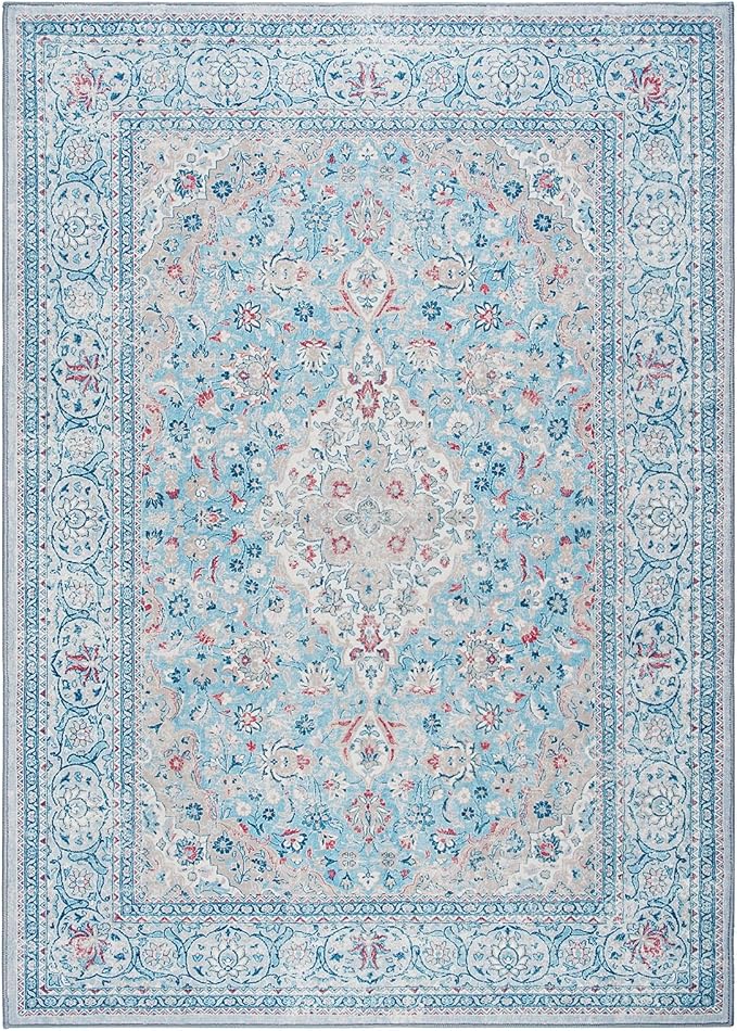 Goideal Washable Entry Rug 2x3, Blue Small Area Rugs Non Slip, Indoor Low Pile Carpet with Rubber Backing for Bathroom Kitchen Entryway Office