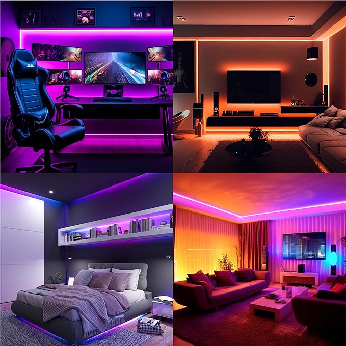 LED Strip Lights, 16.4FT / 5M RGB Light Strip with Remote & Power Supply, PU Coating ETL 12V DC Adapter Color Changing Strip Lights for Bedroom, Kitchen, Monitor, TV, Home Decor