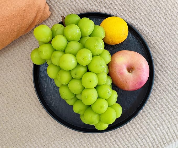 Round Black Tray (9.5 inch) for Bathroom & Kitchen Decor - Heavy Duty Plastic Vanity Tray, Decorative Serving Tray for Countertop, Coffee Table, Dresser Organizer