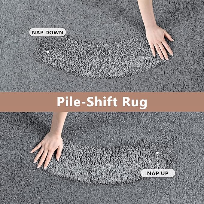 FinRèc 6x9 Washable Area Rugs for Bedroom Living Room, Low Pile Thin Rug Solid Color, Non-Slip Carpet Indoor for Home Decor (Pure Dark Grey)