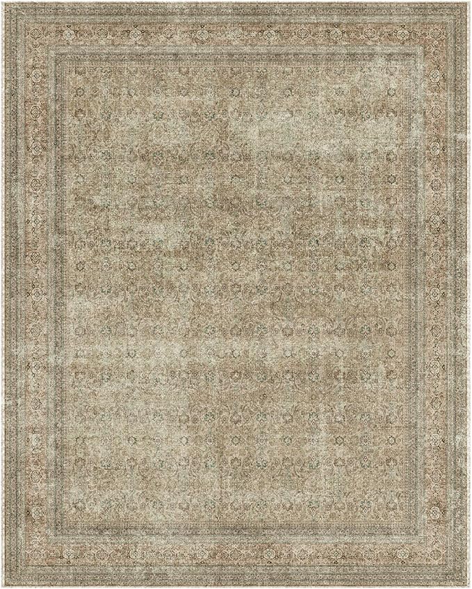 10x12 Area Rugs for Living room: Bedroom Rug Washable Vintage Stain Resistant Non Slip Low Pile Soft Lightweight Large Area Rug for Dining Room Under Table Kitchen Nursery Farmhouse Home Office