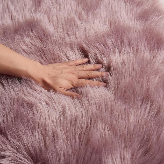 EasyJoy Ultra Soft Fluffy Rugs Faux Fur Rug Chair Cover Seat Pad Fuzzy Area Rug (Light Purple, 2x6 ft Rectangle)