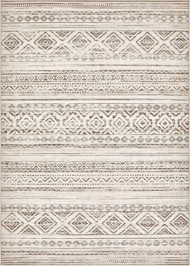 cotiled 5x8 Area Rug Living Room: Washable Boho Rugs with Non Slip Backing Large Soft Indoor Stain Resistant Carpet for Bedroom Farmhouse Dining Room Lightweight Home Decor Dark Brown