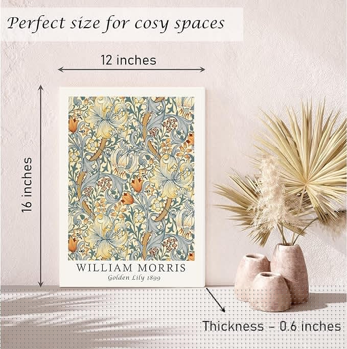 Induslyfe Framed Flower Wall Art Canvas Decor Set of 3, William Morris Wall Art Framed Prints Posters Mid Century Modern Art, Aesthetic Floral Botanical wall art for bedroom living room bathroom 12x16