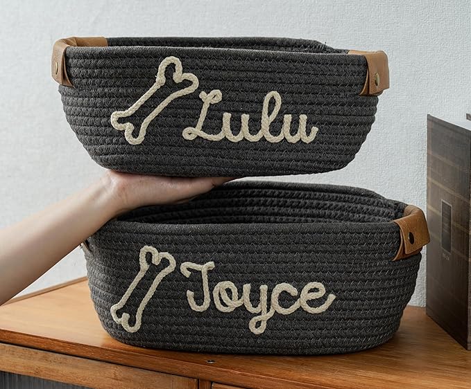 JUPPE Custom Baby Shower Basket, Personzlized Basket with Baby Name, Baby Boy Girl Storage Organizer Cotton Rope Nursery Decor Newborn Gift (style 1) (Style 2)