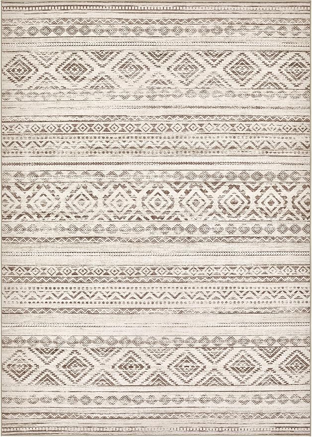 cotiled 6x9 Area Rug Living Room: Washable Boho Rugs with Non Slip Backing Large Soft Indoor Stain Resistant Carpet for Bedroom Farmhouse Dining Room Lightweight Home Decor Dark Brown
