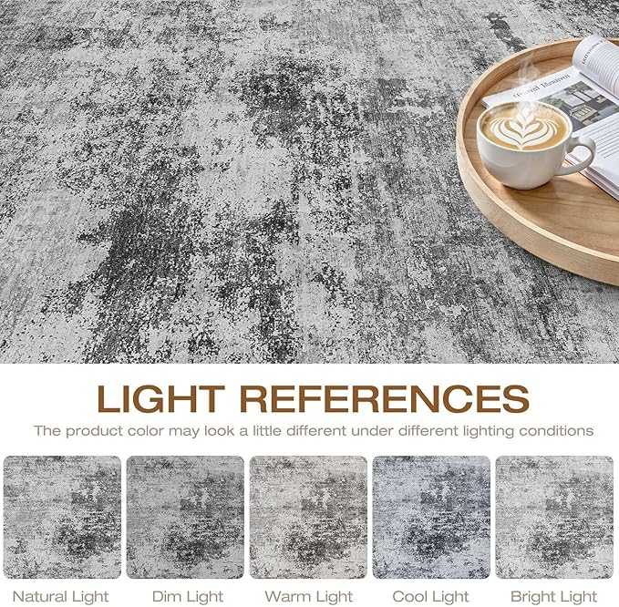 10x12 Area Rug Living Room: Washable Large Abstract Neutral Modern Soft Rug Stain Resistant Indoor Floor Non-Slip Accent Carpet for Bedroom Nursery Playroom Dining Room Office Dorm Home House Decor