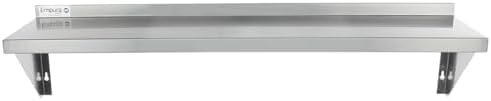 Empura 12" x 48" Stainless Steel Wall Mount Shelf with Backsplash | Commercial Floating Hanging Storage Organizer for Kitchen Laundry Utility Room | 48"W x 12"D x 13"H, 255 lb Capacity, 18 Gauge, NSF