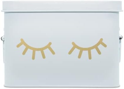AQ Matte White & Gold Metal Storage Box - Removable Tray, Multipurpose Tin with Secure Lid for Cosmetics, Makeup, Toiletries, First Aid - Cute First Aid Box Tin, Minimalist Design