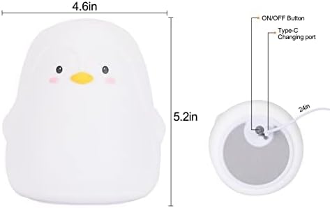 ZKLiLi Night Light for Kids Lamp, 16 Colors Lamp Cute, Dimmable Baby Night Lights for Nursery,Silicone Rechargeable Nightlight for Kids Room, Kawaii Room Decor (Penguin)