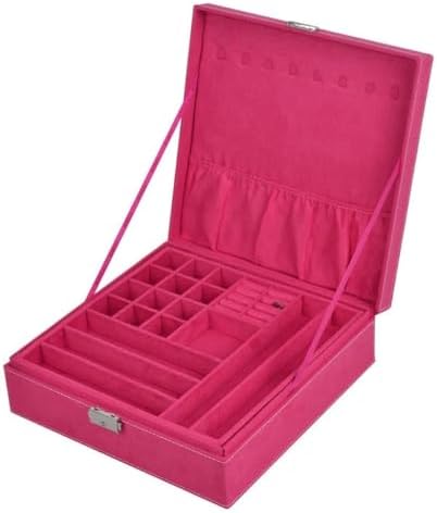 Elegant Double Layer Jewelry Organizer Box for Rings, Necklaces, Earrings & Makeup Accessories - Stylish Storage Solution for Women