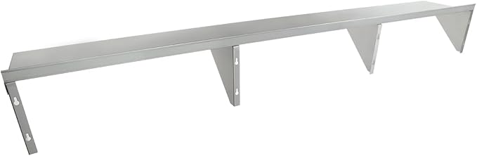Empura 12" x 84" Stainless Steel Wall Mount Shelf with Backsplash | Commercial Floating Hanging Storage Organizer for Kitchen Laundry Utility Room | 84"W x 12"D x 13"H, 340 lb Capacity, 18 Gauge, NSF