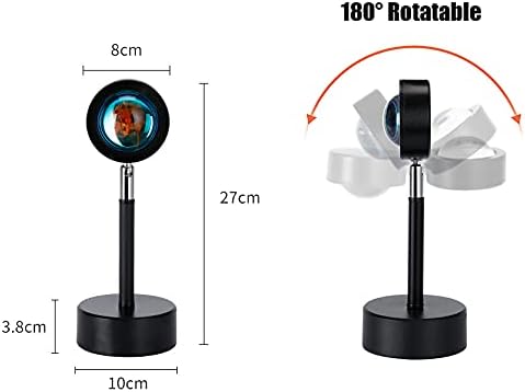 Sunset Lamp Sunset LED Projection 180 Degree Rotation USB Rainbow Projection Lamp Night Light Romantic Projector for Home Party Living Room Bedroom Decor (Sunlight)